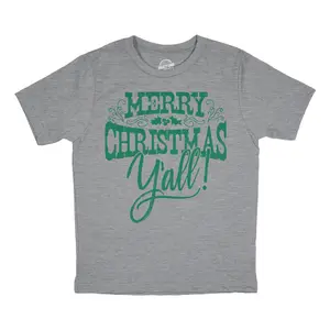 Youth Funny T Shirts Merry Christmas Yall Sarcastic Xmas Graphic Novelty Tee For Kids Funny T Shirts Christmas Tops for Kid Novelty Tees for Kids Light Grey
