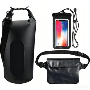3 Pack Waterproof Dry Bag Set, Submersible Dry Sack with Double Zip Lock Seals, Includes Waist Pouch & Phone Case, Perfect for Kayaking Swimming Boating Rafting
