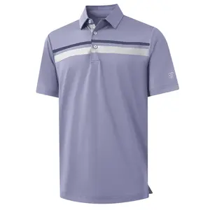 MAELREG Men's Golf Polo Shirt Outdoor Sports Short Sleeve Performance Striped Print Top,Fashion Menswear,Daily work clothes