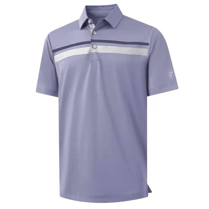 MAELREG Men's Golf Polo Shirt Outdoor Sports Short Sleeve Performance Striped Print Top,Fashion Menswear,Daily work clothes