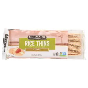 Sesmark Rice Thins, Rice Snack Crackers, Sesame, 4.25 oz (120 g)