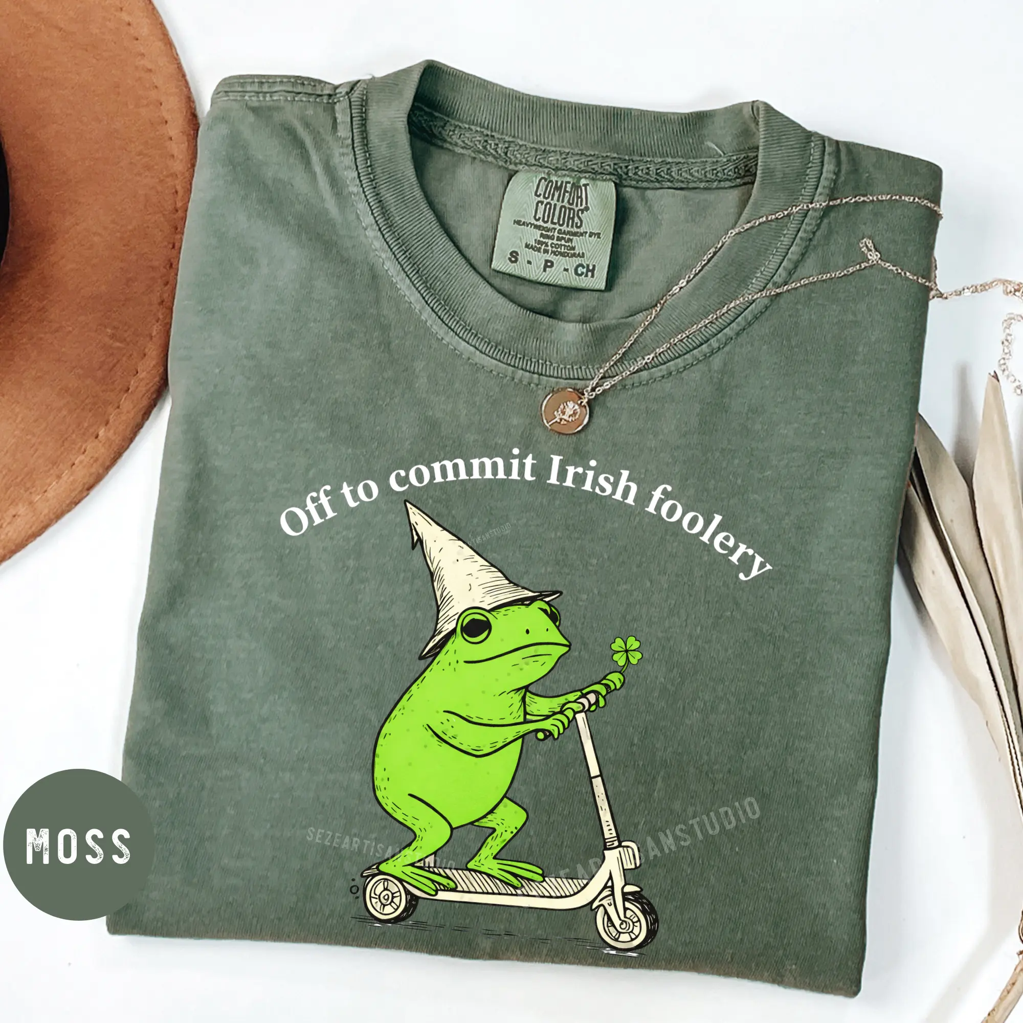 Comfort Colors Off to Commit Irish Foolery Shirt, Funny St Patricks Day Frog Tee, Cute Leprechaun Frog T-Shirt, Irish Drinking Outfit Gift