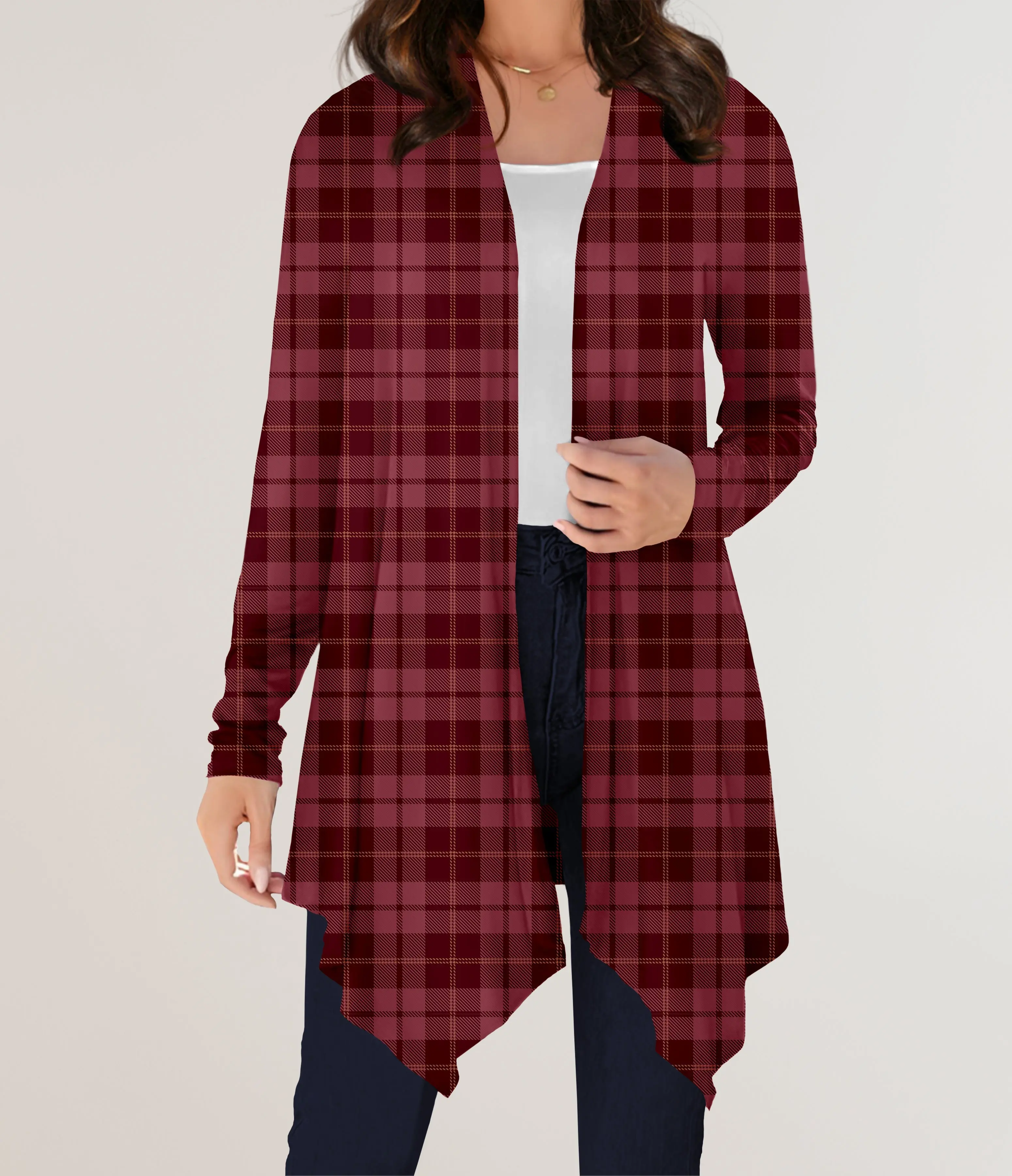 Maroon Plaid Cardigan w/ Pockets (ready to ship)