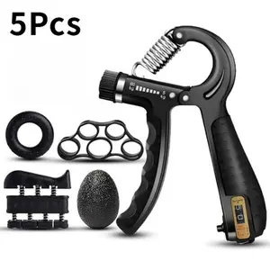 5 Piece Grip Training Set Adjustable Resistance Hand Gripper Designed for Hand Grip and Wrist Training Includes Spring Loaded Finger Pinch Gripper and Wrist Extender