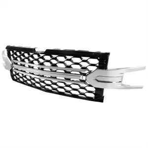 2019-2022 Chevrolet Silverado 1500 LT Glossy Black Honeycomb Hood Grille w/ Chrome Trim
