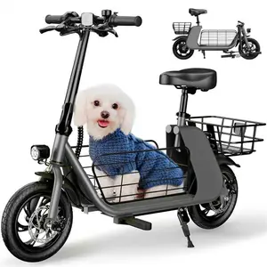 Windhorse C2-Cargo Electric Scooter with Seat & Basket - 450W Motor, 20-Mile Range, Foldable Design, Dual Disc Brakes - for Commuting, Pets & Cargo, 265 lbs Load Capacity