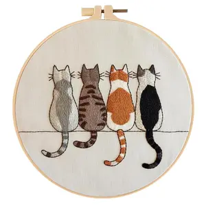 Christmas Cat Embroidery Kit – DIY Stitching Set for Beginners Cute Holiday Craft with English Guide Handmade Sewing Project for Festive Fun & Gift Ideas