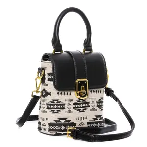 Small Crossbody Bags For Women Fashion Phone Shoulder Purse Wallet With Credit Card Slot Cream Handbag Aztec Style Artificial Leather High-Quality Buckle Design Adjustable Strap