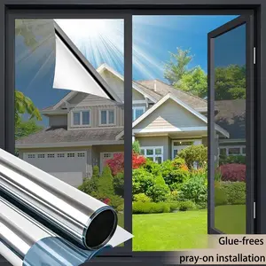 Single Direction Privacy Window Film, Home Heat Insulation, Sunscreen Reflective, Sun Shade Film, UV Protection, Suitable for Home Office Door Use