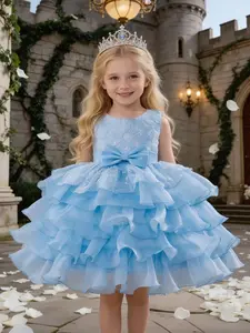 Girls' Princess Dress Party Gown, Embroidered Ballroom Dance Costume, Birthday Banquet Flower Girl, All Seasons Wear
