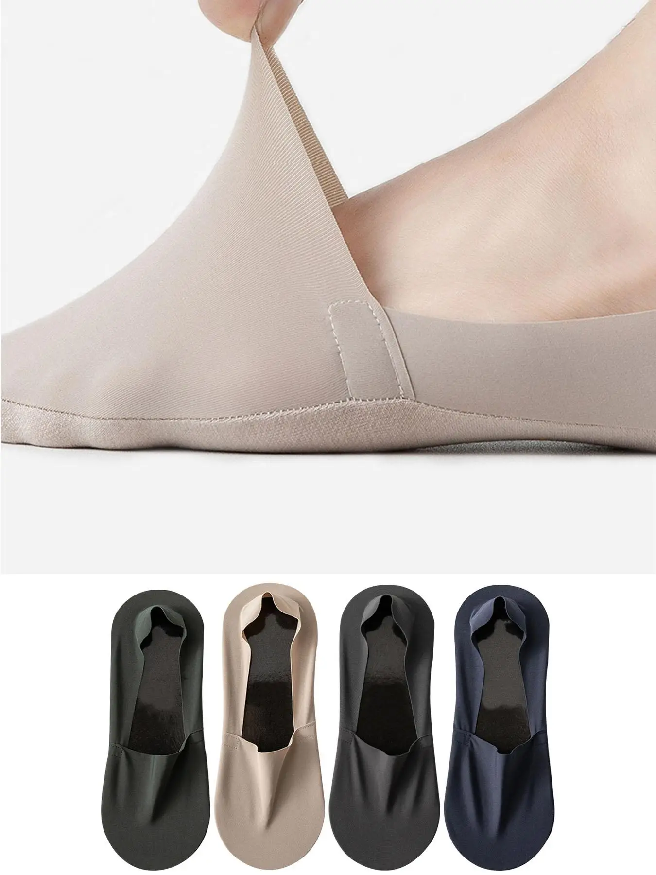 Men's 4 Pairs Casual Invisible Socks, Plain Breathable Boat Socks, Comfy Cozy Men's Socks & Hosiery for Summer Daily Wear