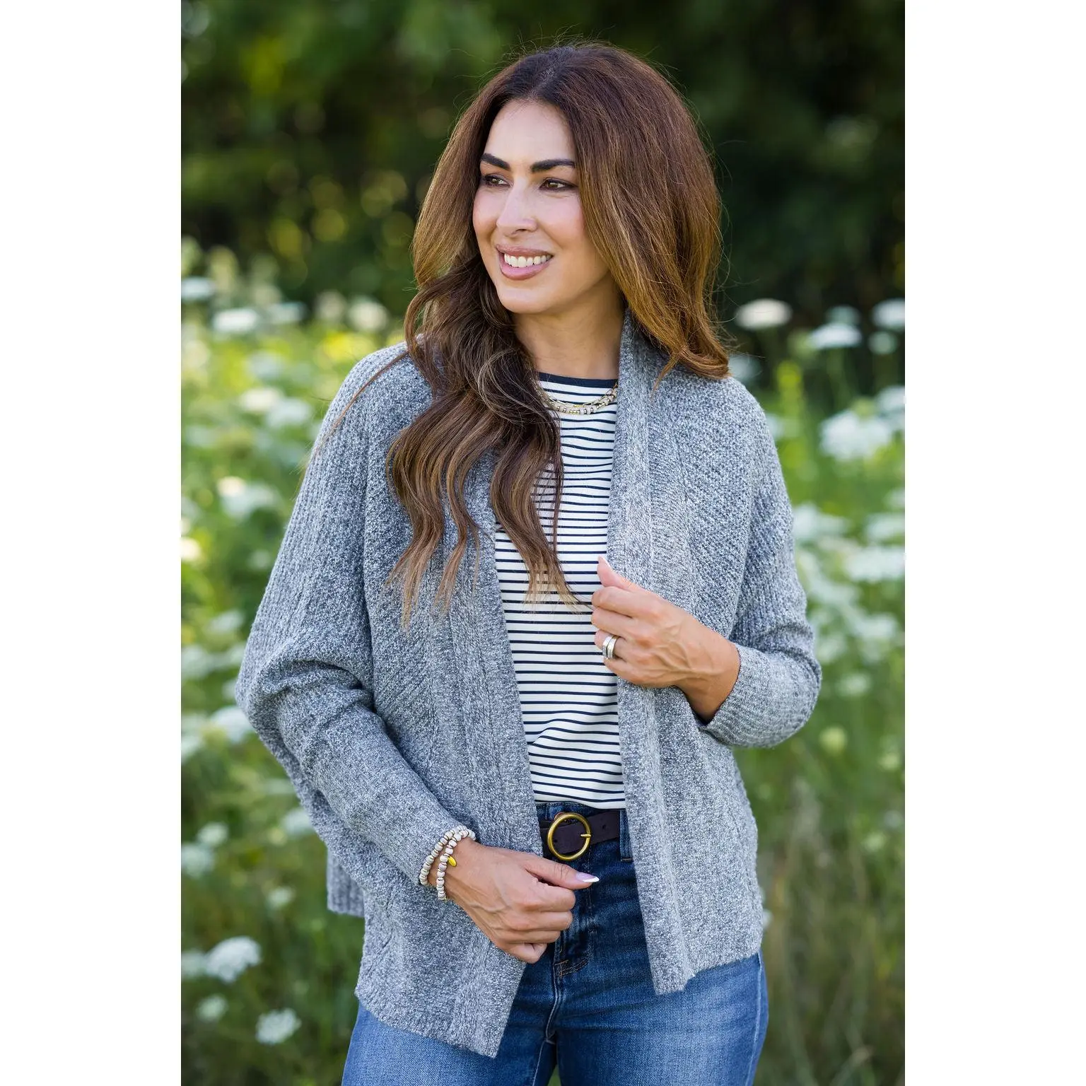 Mixed Knits Side Slit Cardigan