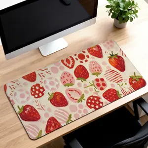 Gaming Mousepad  Strawberry Aesthetic Design - Non-Slip Base & Stitched Edges for Precise Control  Comfortable Office & PC Setup Accessory