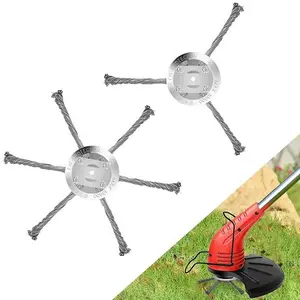 6 Inch Steel Wire Rotary Brush Cutter Trimmer Head, 0.2 Inch Bore for Weed Wacker, Replacement for Electric Trimmers & Moss Removal, Garden Accessories