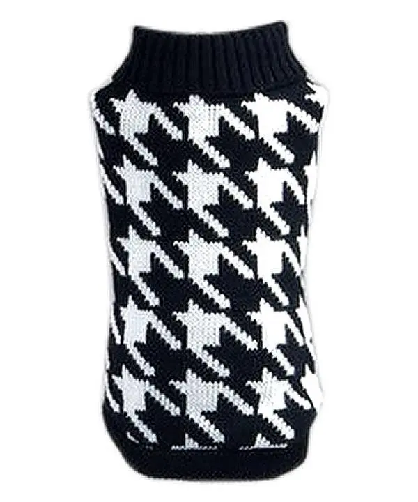 Parisian Pet 'Houndstooth Sweater' for Dogs & Cats – Stylish Black and White Dog Sweater, Comfortable and Warm Dog Apparel for Small to Medium Pets