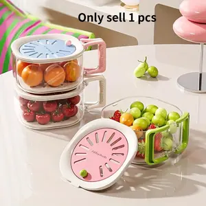 Double-Layer Drain Basket, Foldable Handle Fruit Drainer, Multi-Functional Food Filter, Refrigerator Storage Basket, Kitchen Camping Picnic