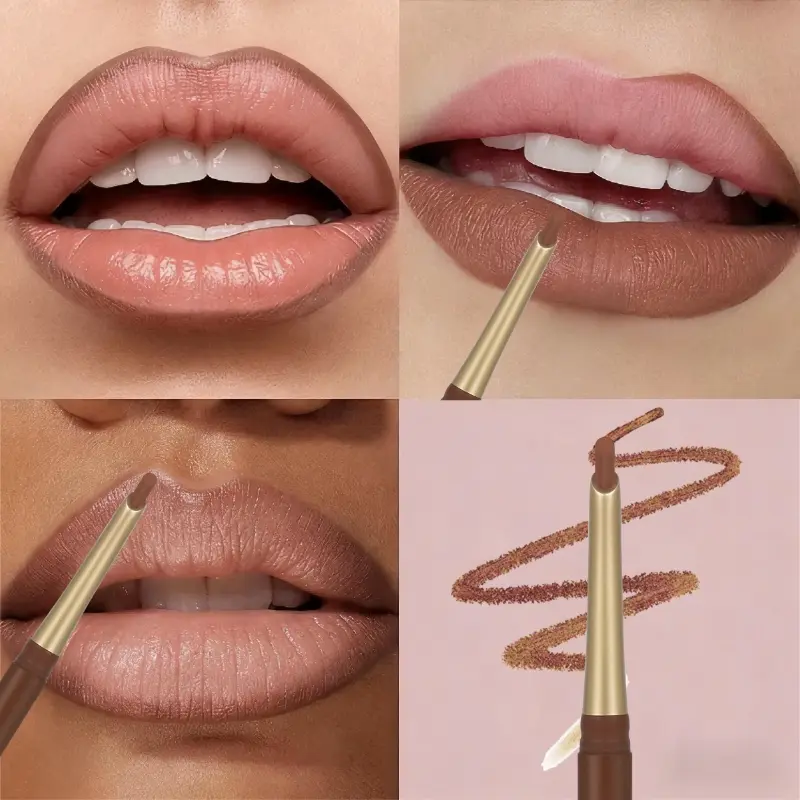 1PC Brown Lip Contour & Lip Liner & Lip Stain, Satin Stained Finish, Easy to Overline, Kiss & Smudge Proof, Ultra Pigmented, Long Lasting, Lip Liner Pen