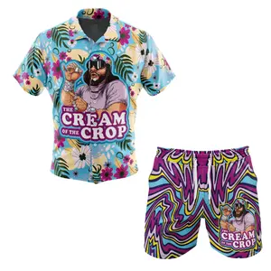The Cream of the Crop Randy Hawaiian Set, Retro Hawaiian Shirt and Shorts, Funny Anime Button Up Summer Set, Summer Beach Shirt, Beach Outfit Set