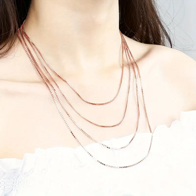 925 Sterling Silvery Women's Elegant Box Chain Necklace | Teenage Trendy Chain Accessories | 1mm Thin Chain | Lightweight Yet Durable | Secure Lobster Clasp | Adjustable Length 16 - 24 Inches | Perfect Christmas Gift Chain Accessory, Daily Wear Jewelry,