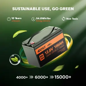 12V/24V/48V 100Ah LiFePO4 Deep Cycle Lithium Battery with Smart BMS, 12.8V/25.6V/51.2V Output, Ideal for RV, Solar, Off-Grid Power Systems