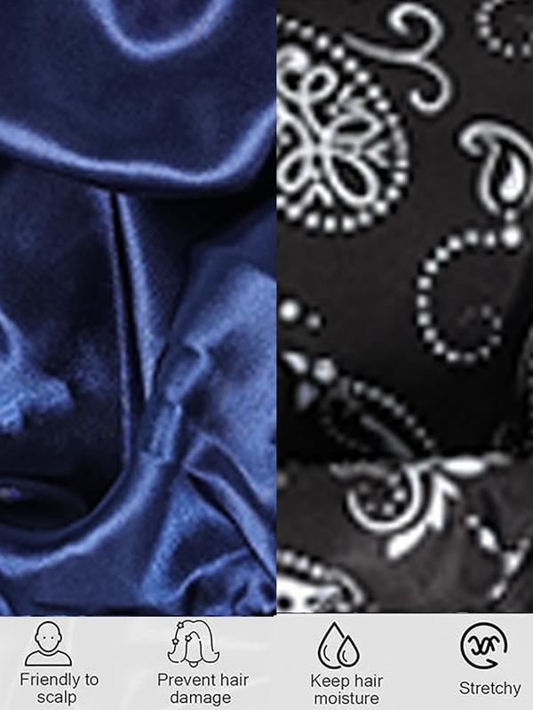 Men's Turban, Unisex Paisley Print Double-layer Turban with Unique Braided Design, Versatile Headwrap for Casual & Outdoor Activities, Black / White, Tassel Design Turban