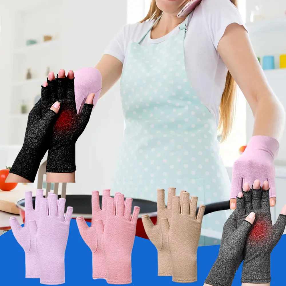 5 Pairs Premium Grade Compression Fingerless Gloves, Antislip Sports Gloves for Blood Circulation, Breathable