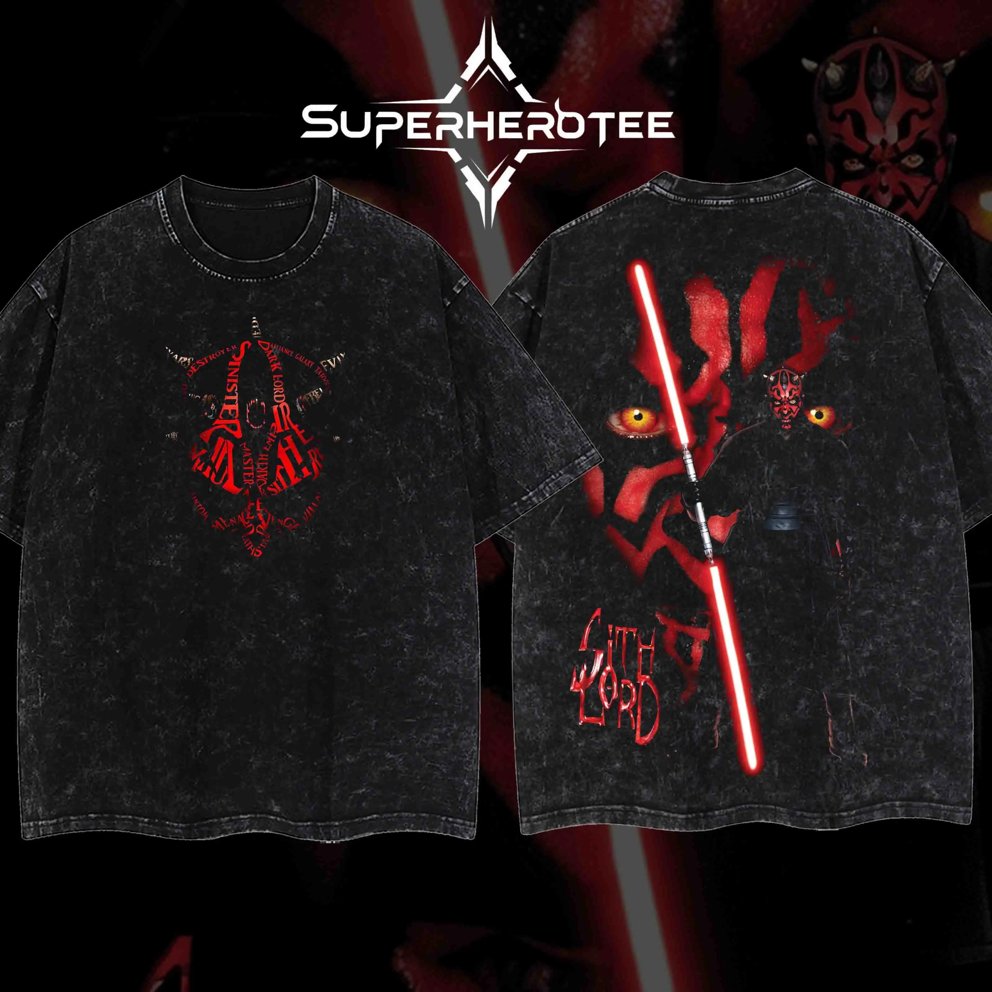[ superhero tee ] DARTH MAUL v2 Star Tshirt Hoodie Wars Double Printed Oversize Lightweight Acid Washed Tee TV Show Graphic Top Cotton Gift T-Shirt For Comic Lover, Gift T-Shirt For Movie Lover TSHIRT