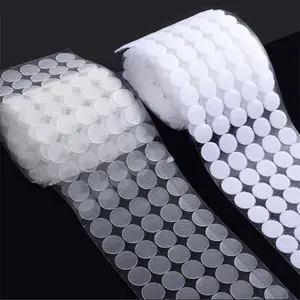 400 Pcs Self-Adhesive Hook and Loop Strips, Waterproof Long Lasting Adhesive Strong Sticky Fasteners for Home Office Classroom Use, Transparent Round Adhesives, Hook Loop Tapes