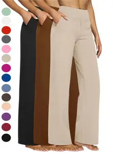 2026 Loose High-Waist Business Casual Pants Yoga Pants Women Wide Leg Pants with Pockets Comfortable Athletic Sweatpants Athleisure Pants