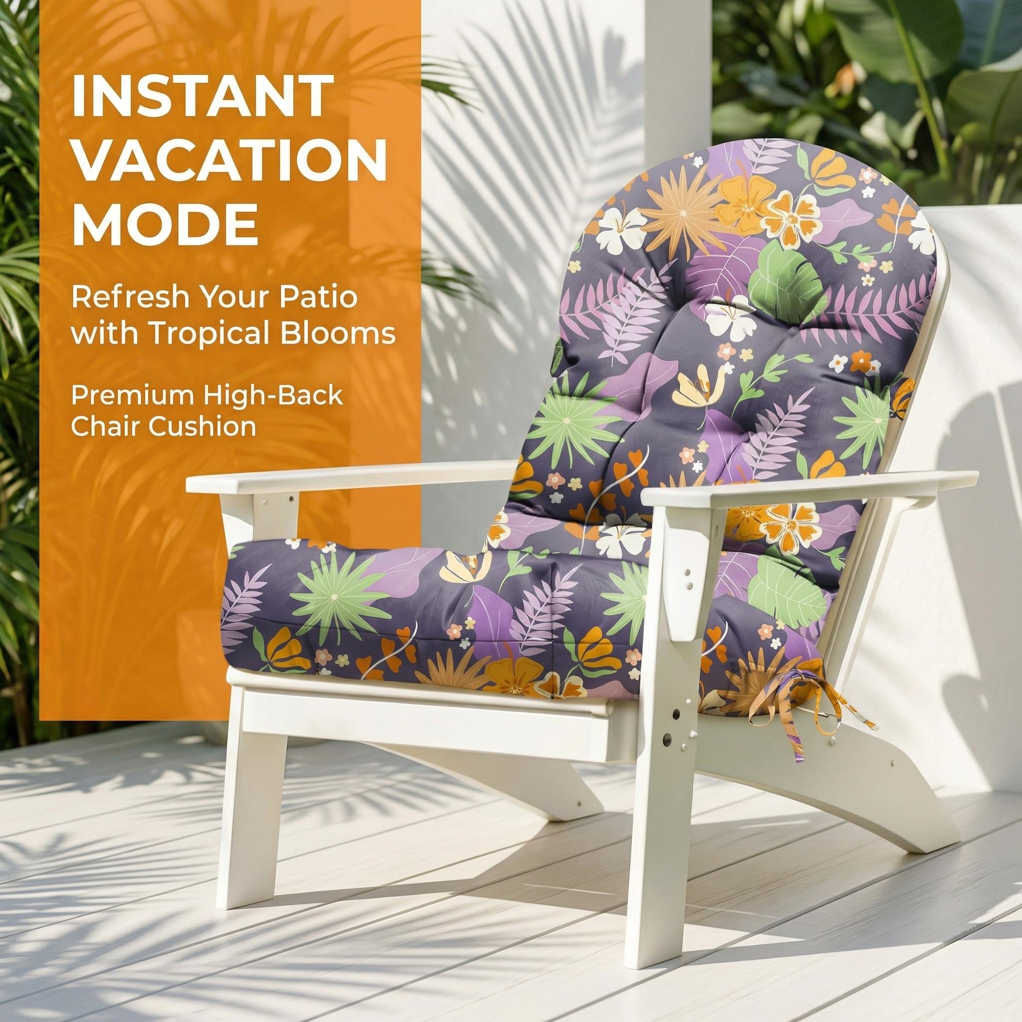 Outdoor Chaise Lounge Chair Cushion Waterproof 66 x 21 x 4 Inches Cotton Zero Gravity Chair Cushions with Ties, Soft Thickened Lounge Chair Cushions for Indoor Outdoor Furniture (Purple Flower Leaf)