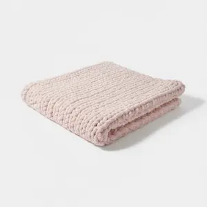Sandy Pink Cozy Chenille Throw Blanket for Home Decor and Comfort
