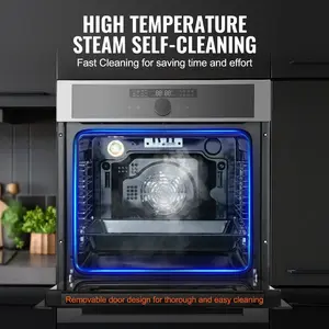 VEVOR Single Wall Oven, 24 Electric Built-in Wall Oven with 16 Cooking Functions, 2.68 Cu. Ft Electric Wall Ovens with Timer, 3150W Electric Oven with Baking Rack and Tray, for Kitchen