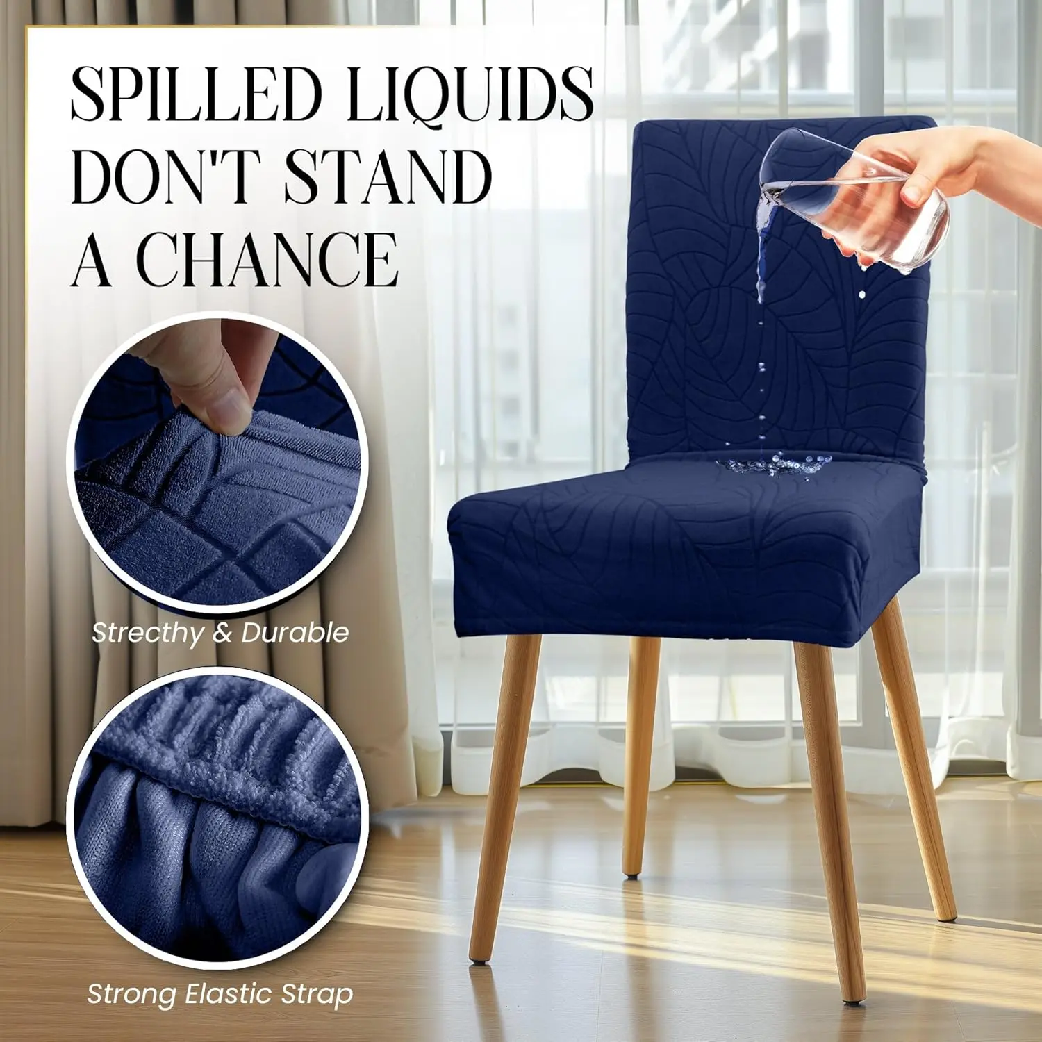 DECOLURE Waterproof Polyester Blend Chair Seat Slipcovers (Set of 4-6) - Stretch Jacquard Weave Parson Covers with Triple Layer Spill Protection, Anti-Slip, Wrinkle Resistant, Elastic Universal Fit for Most Kitchen/Dining Chairs, Removable & Washable, Par DECOLURE Waterproof Polyester Blend Chair Seat Slipcovers (Set of 4-6) - Stretch Jacquard Weave Parson Covers with Triple Layer Spill Protection, Anti-Slip, Wrinkle Resistant, Elastic Universal Fit for Most Kitchen/Dining Chairs, Removable & Washable, Par