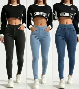 FEITAI Womens Skinny Jeans High Waisted Stretch Slim Denim Butt Lift Pencil Pants Trousers Streetwear Spandex Stretchy Bottom Womenswear Button Leg
