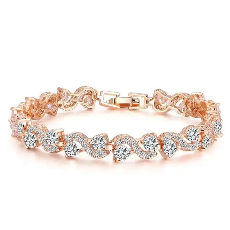 Elegant Colorful Wave Tennis Bracelet, Zinc Alloy Crystal Link Jewelry for Women and Couples, Dainty Daily Wear Accessory, Bracelet Jewelry, Crystal Bracelets, Casual Wear