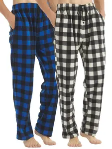 Men's Plush Pajama Pants Set, Fleece Lined Sleepwear Bottoms with Drawstring & Pocket Design, Casual Fall Winter Loungewear