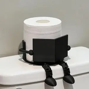 Toilet Paper Holder - Black Metal Clamp Design for Easy Installation and Secure Hold - Modern Bathroom Accessory