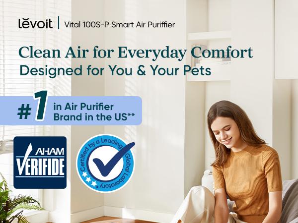 LEVOIT Vital 100S Pet Air Purifier for Home Large Room Bedroom, 2-Pack Bundle, Covers Up to 2220 Ft² with Light Sensors, Smart WiFi, HEPA, Sleep Mode for Pets, Allergies, Dust, Odor