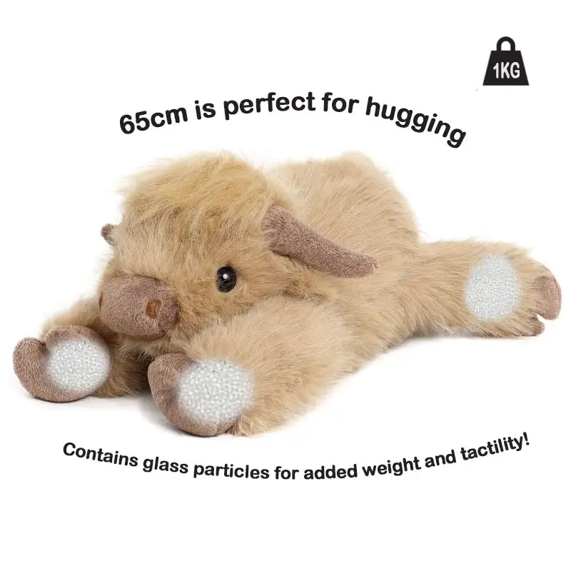 65cm Light Highland Cow Plush Doll, PP Cotton Filled, Ideal Gift for Kids, Soft Huggable Companion Stuffed Toy, High-Quality Simulation, Highland Cow Stuffed Animal