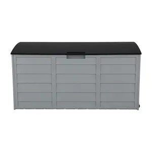 75Gal 260L Outdoor Plastic Storage Deck Box, Waterproof Garden Storage Chest with Lockable Lid Wheels Durable Reinforced Organizer Safety Organiser for Tools Toys Cushions
