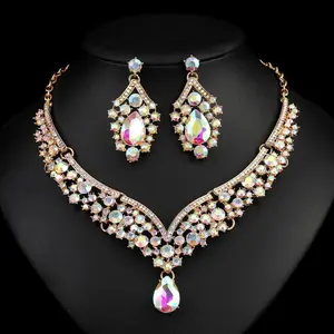 RetroJewelryExaggeratedNecklaceSetLuxuryCrystalJewelryBanquetDressAccessoriesBridalJewelrySet