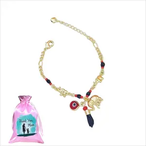 14K Real Gold Plated Elephant Evil Eye Bracelet Jewelry Adjustable Hypoallergenic  Bohemian Style Anklet-Mother's Day Gift