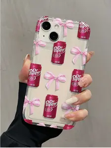 Bow-Knot 1pc Inflated Bowknot & Pop Can Graphics Full Protective TPU Shockproof Phone Case Compatible Compatible With IPhone 16 15 14 13 12 11 Pro Max, Series