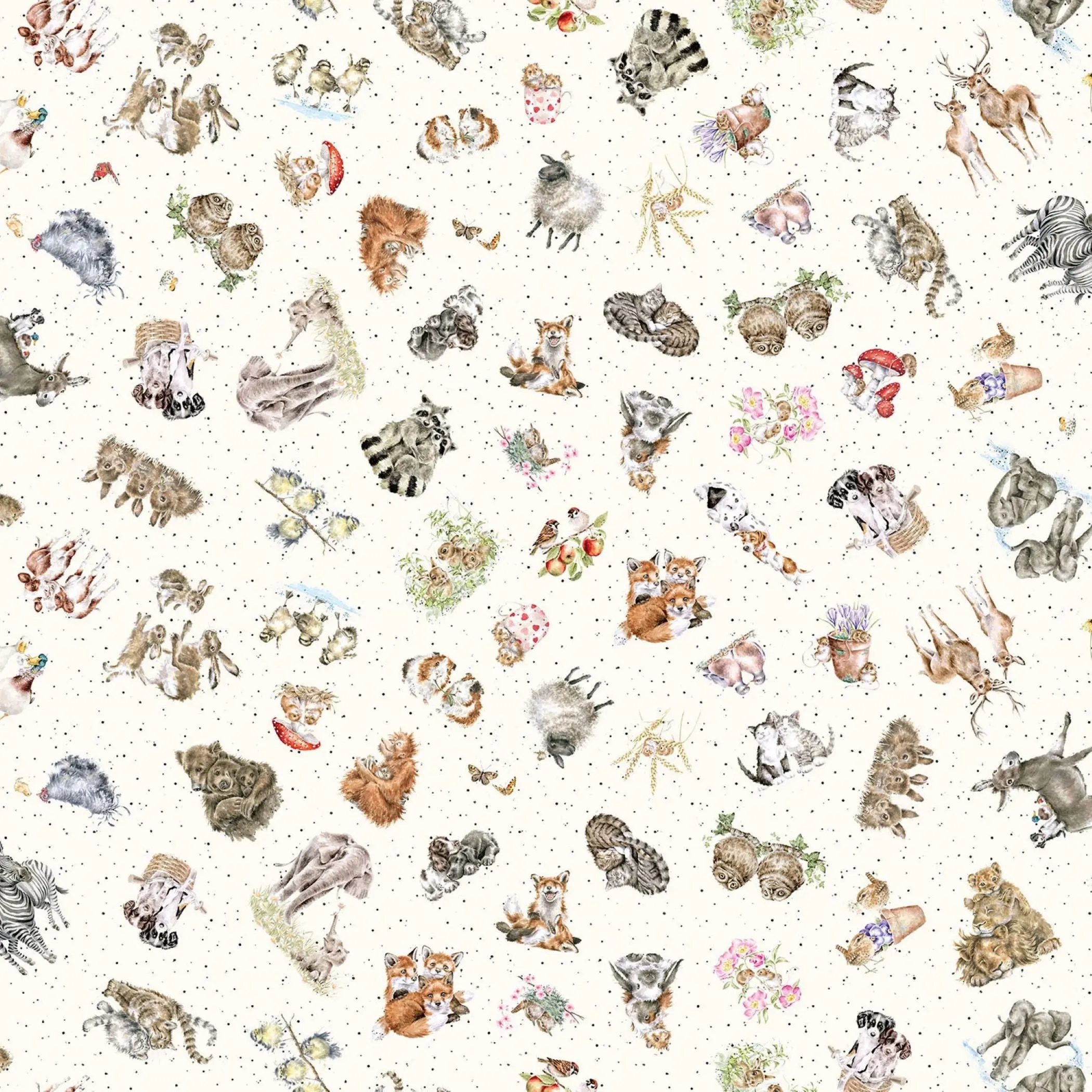 Together Is Better Tossed Animals Fabric by the Yard | Maywood Studios