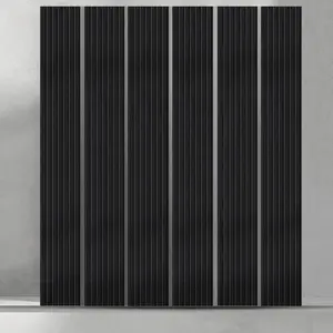 Black EchoLight Acoustic Wall Panels Modern Soundproof Decorative Panels for Home, Office, Studio & Commercial Spaces | Noise Reduction Acoustic Slat Panels