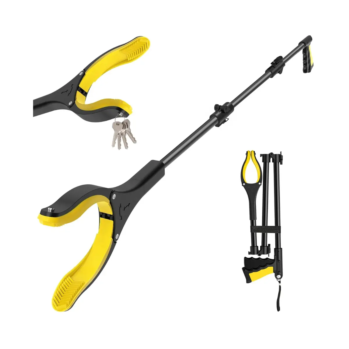 44" Grabber Reacher Tool – Foldable Pickup Stick with 360° Rotating Claw