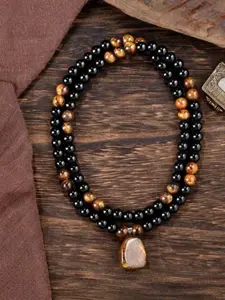 Obsidian Tiger Eye Necklace, Money Attraction Pendant, Healing Crystal Jewelry, Anniversary Gift, Boho Style, Unisex