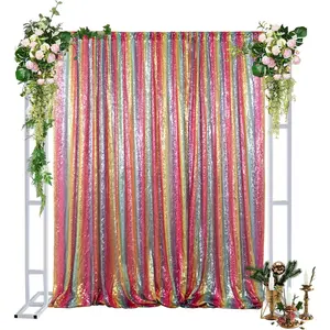 Sequin Backdrop Rainbow 7FTx7FT Wedding Background Glitter Curtain for YouTube Videos Sequins Photo Booth Backdrops Sequence Backdrop for Photography