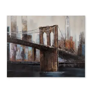 360 stand Stylish Urban Brooklyn Bridge Rectangular Placemat Set - 14x18 in, Vivid Print Tableware with Coffee Coasters, Ideal for Home Decor, Printed