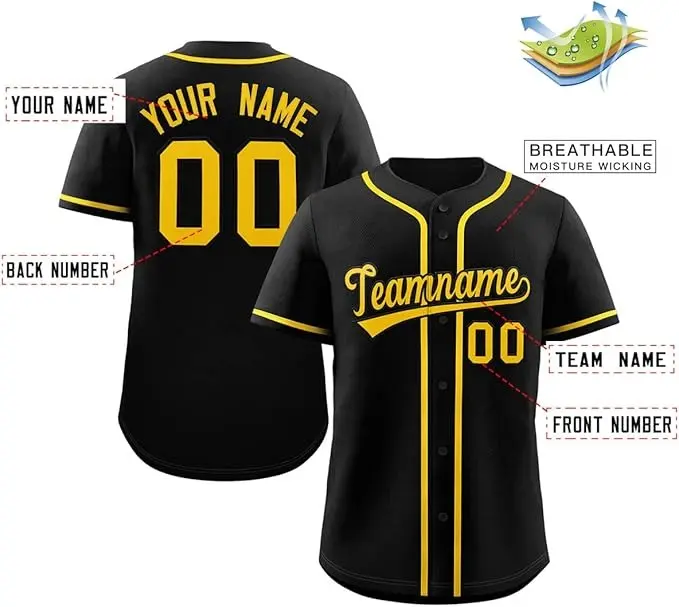 Custom Baseball Jersey Stitched Personalized Baseball Shirt - Sports Uniform for Men, Women, Boys, Customizable Fit and Design Options